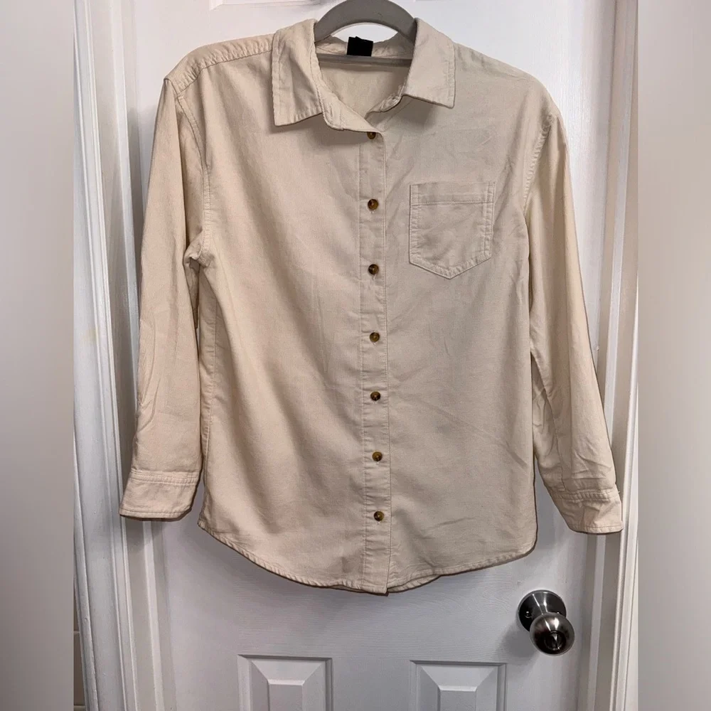 Corduroy! NEW Girl's Art Class Ivory Soft Corduroy Button Up Long Sleeves Shirt - Picture 4 of 14